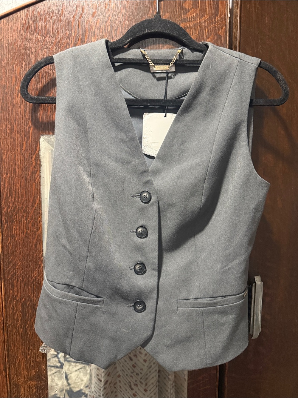Women's Gray Tailored Vest with Button Front